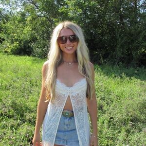 12th Tribe White Lace Tank Top